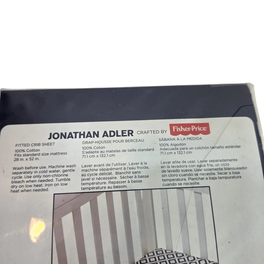 Jonathan Adler Fisher-Price Geometric Crib Fitted Sheet 28x52 White Cotton